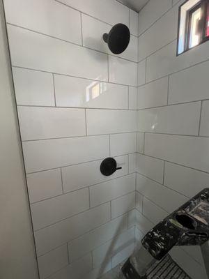 New guest shower tile work for fire rebuild project.