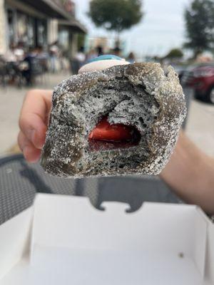 Inside of the Lemon Raspberry donut