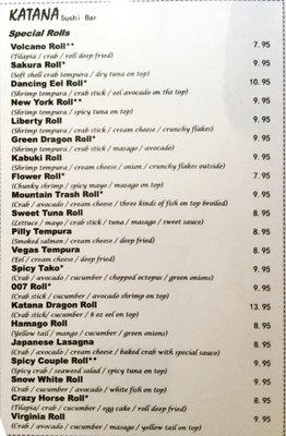 Sushi Menu 2017