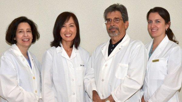 Our Amazing Doctors
 (from left to right) 
 Dr. Renie Gross, Dr. Young Lee, Dr. John Coviello & Dr. Ana Sidor