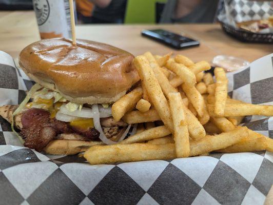 Chicken Bacon ranch burger & fries!