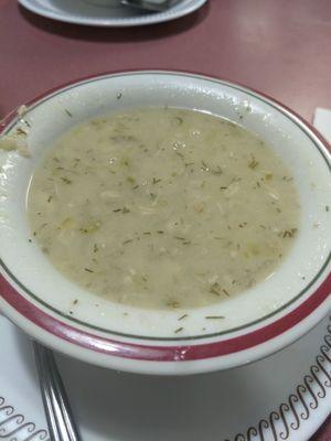 Greek lemon and chicken Soup of the day- Friday