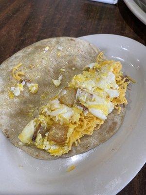 Potato, egg, and cheese