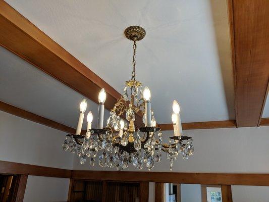 The chandelier we bought, cleaned up and installed :)