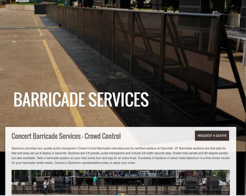 Spectrum Production Services
 Crowd Control Concert Barricade