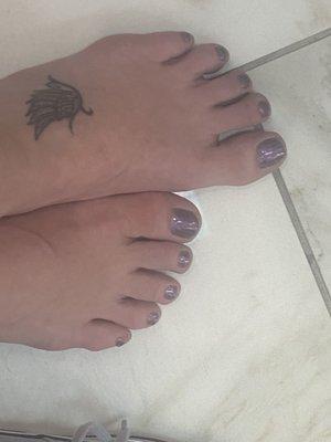 Gel Pedicure in iridescent polish.