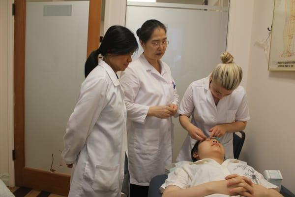 Dr.Chung's is a master of Facial Rejuvenation.Acupuncturist from northern Europe comes to learn her professional technique.