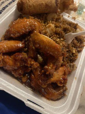 Honey Chicken Wing w/Shrimp Fried Rice