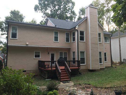 rear of home - finished with leaf guard gutters