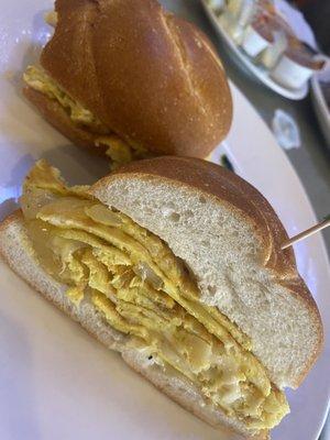 Egg Cheese Potatoes & Onions on a Roll