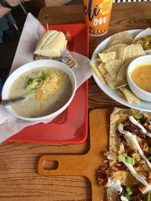 Half sandwich (white bbq) & half soup (baked potato)