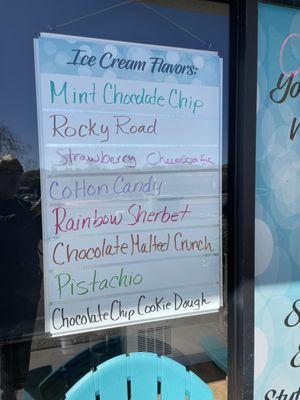 Today's ice cream flavors