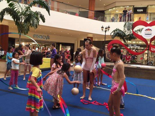 Festival of children at South Coast Plaza. After the performance, the euro athletes shared their apparatus with audiences.