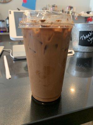 20oz iced Mexican mocha with oat milk