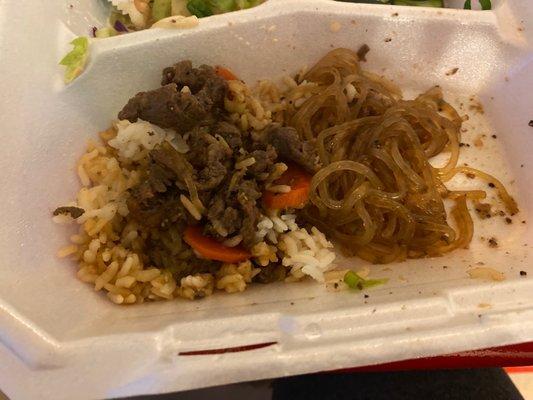 Bulgogi w/ rice and some unwanted noodles