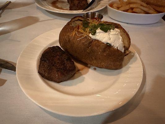 6oz filet with loaded tater.