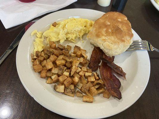 Two egg with meat breakfast