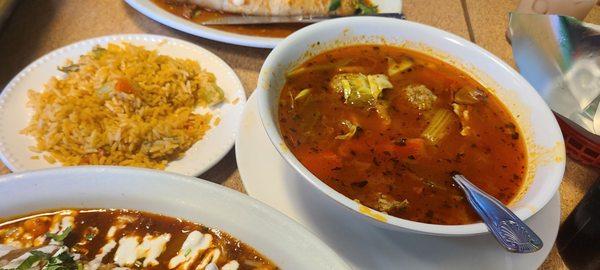 Abondigas soup and rice.