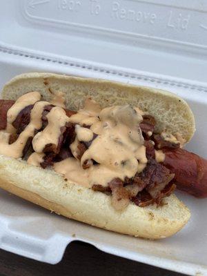 Brisket hotdog