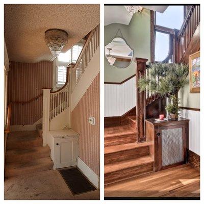 Before and after stairwell