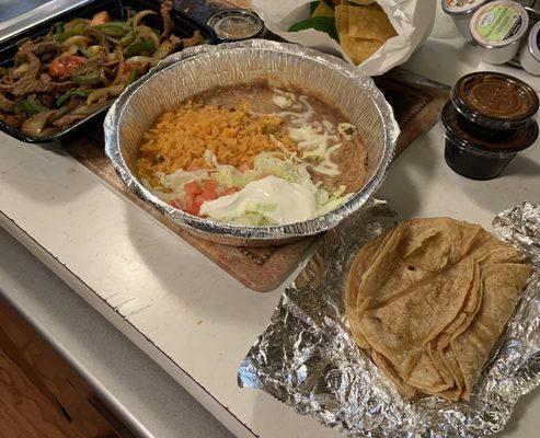 Fajitas and fixings to go.