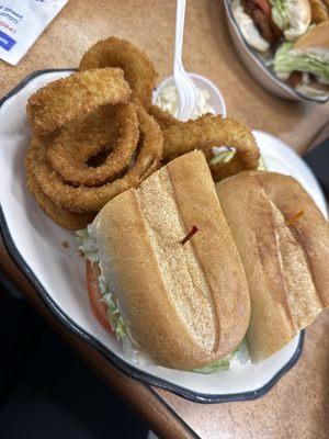 Chicken Cutlet Sandwich Onion Rings