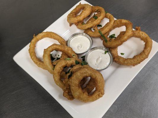 Homemade beer battered onion rings