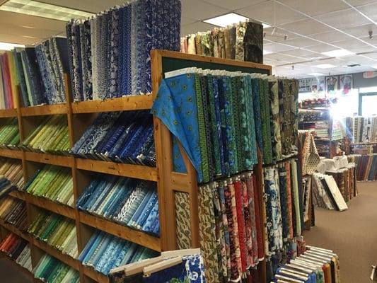 Wall to wall fabrics, sorted by color and style