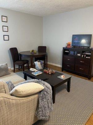 View from kitchen to living room.