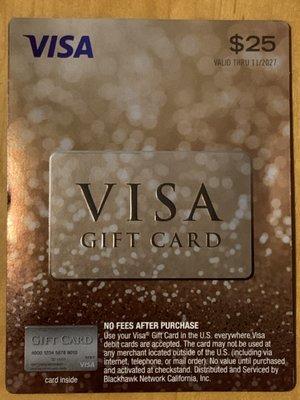 $25 Visa Credit Card Raffle Prize (winner winner chicken dinner... I won!)