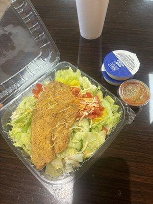 Fried tilapia salad added cheese