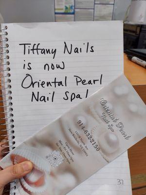 Tiffany Nail Spa is now Oriental Pearl Nail Spa!