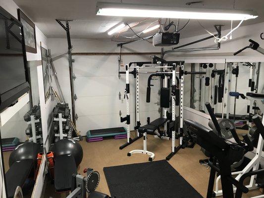 My training studio is cozy, but perfect for building strength and shedding pounds!