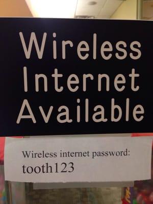 Wifi available, so work (or whatevs) can be done while you wait. Thank you, Dr. Sherwood!