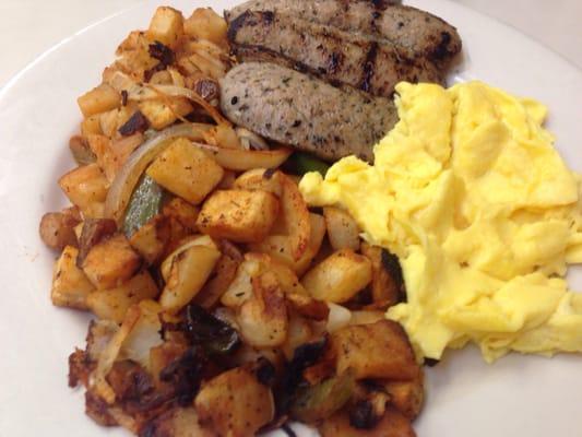 Chicken apple sausage and eggs