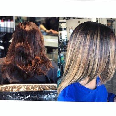 Red to Blonde Ombré done by Adrianna from D'Anthony Salon & Spa @ Alamo Heights