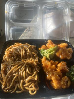 Orange chicken with noodles