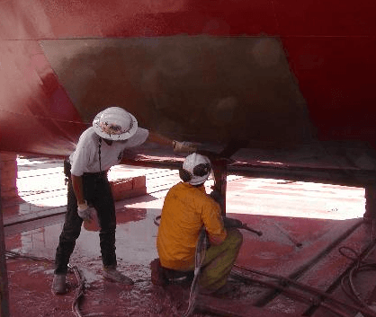 Strict adherence to US Coast Guard Specifications on underwater hull Ultra High Pressure Water Jetting on the bottom of a Cutter