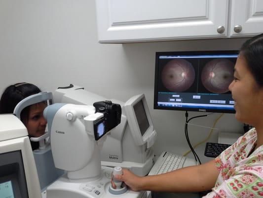 Fundus photography:  Two-dimensional pictures aid in diagnosis and treatment of diseases and useful for patient education.