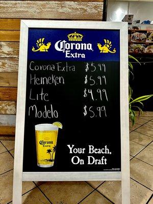 NEWS! We are now serving beer! 

Of course, you must be 21 and older to enjoy. 

Stop by for some tacos and cervezas!