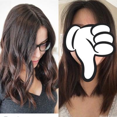 the left is the image I showed the stylist, the right is the result of my haircut after I washed it.