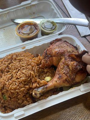 Jollof Rice with Chicken and Gravy