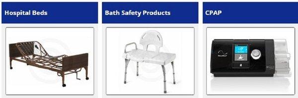 Hospital beds, Bathe Safety products, CPAP supplies