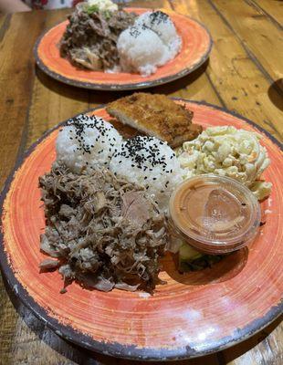 Kalua pork and katsu chicken