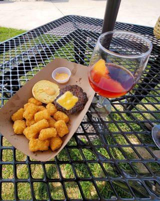 Sangria (had half) and DM Sliders Classic w/Tots (food truck) 6.11.23)