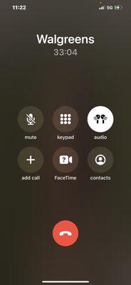 This is how long I've been on hold and counting for the pharmacy.