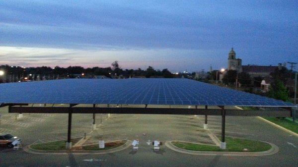 saw-tooth commercial solar carport installation