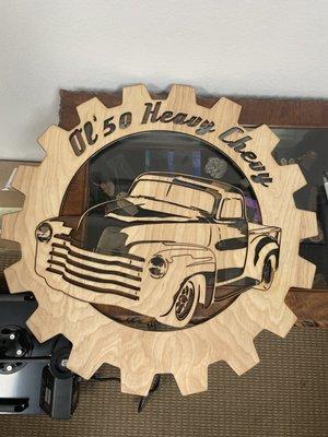 24" wood cut sign with acrylic backing