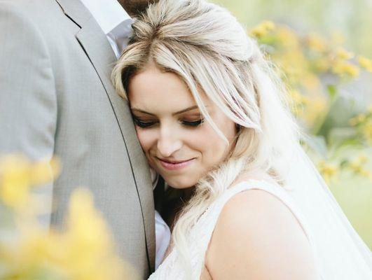 We do bridal lashes and brows! Our beautiful bride is wearing volume lashes.