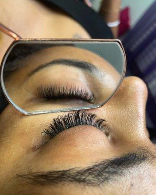 client with classic lashes